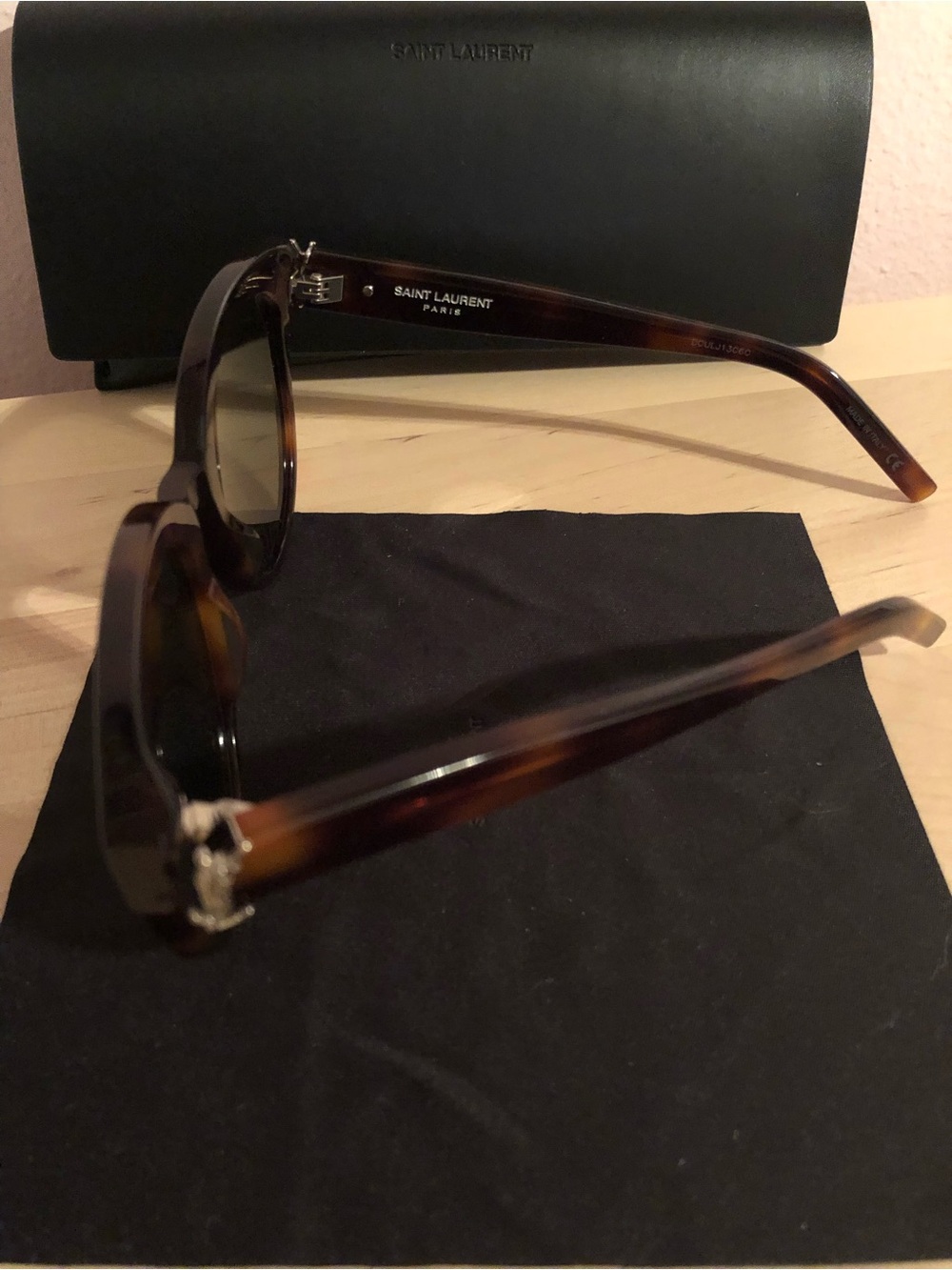 Saint Laurent Tortoiseshell Sunglasses with Green Lenses - Picture 5 of 7